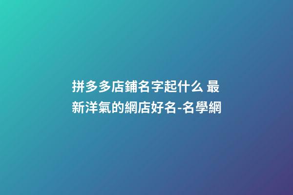 拼多多店鋪名字起什么 最新洋氣的網店好名-名學網